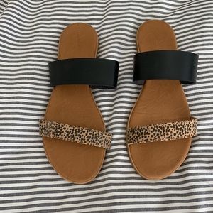 Black and Leopard Slides